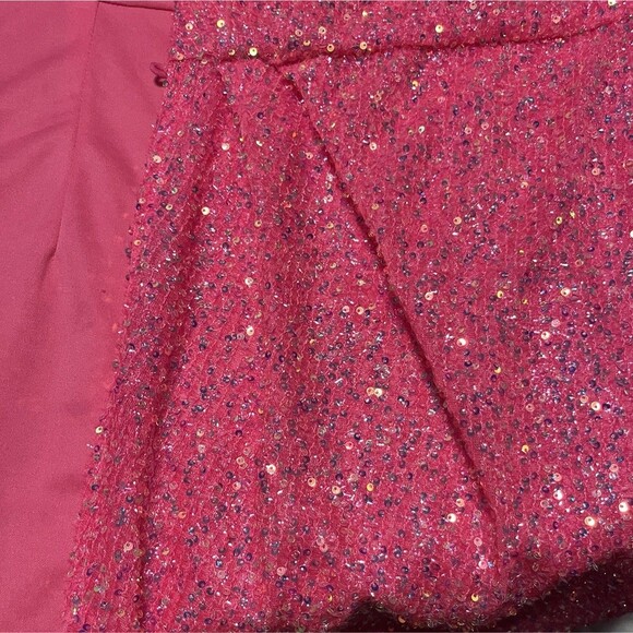 Judith March Hot Pink Sequin Wrap Mini Dress Long Sleeve Holiday Party Small - Picture 16 of 16